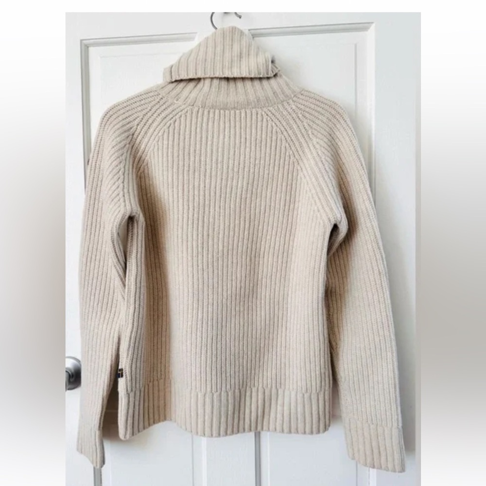 Fjallraven Ovik wool roll neck Women's Cream Turtleneck ribbed Sweater size XS - Picture 6 of 14
